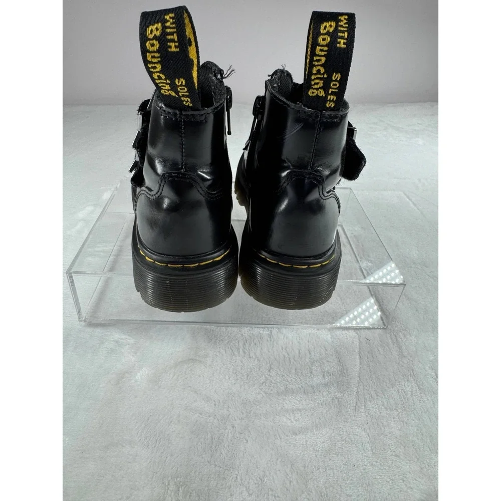 Dr. Martens Devon Bex Star‎ Buckle Ankle Boots Kids 1 Black Leather Side Zipper